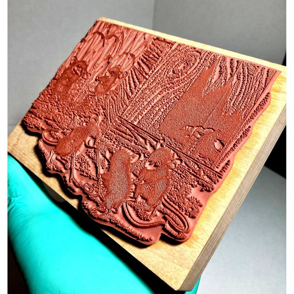 House Mouse Mice On Ice Stampa Rosa 1998 Wood Rubber Stamp #268 Never Used - Picture 5 of 10